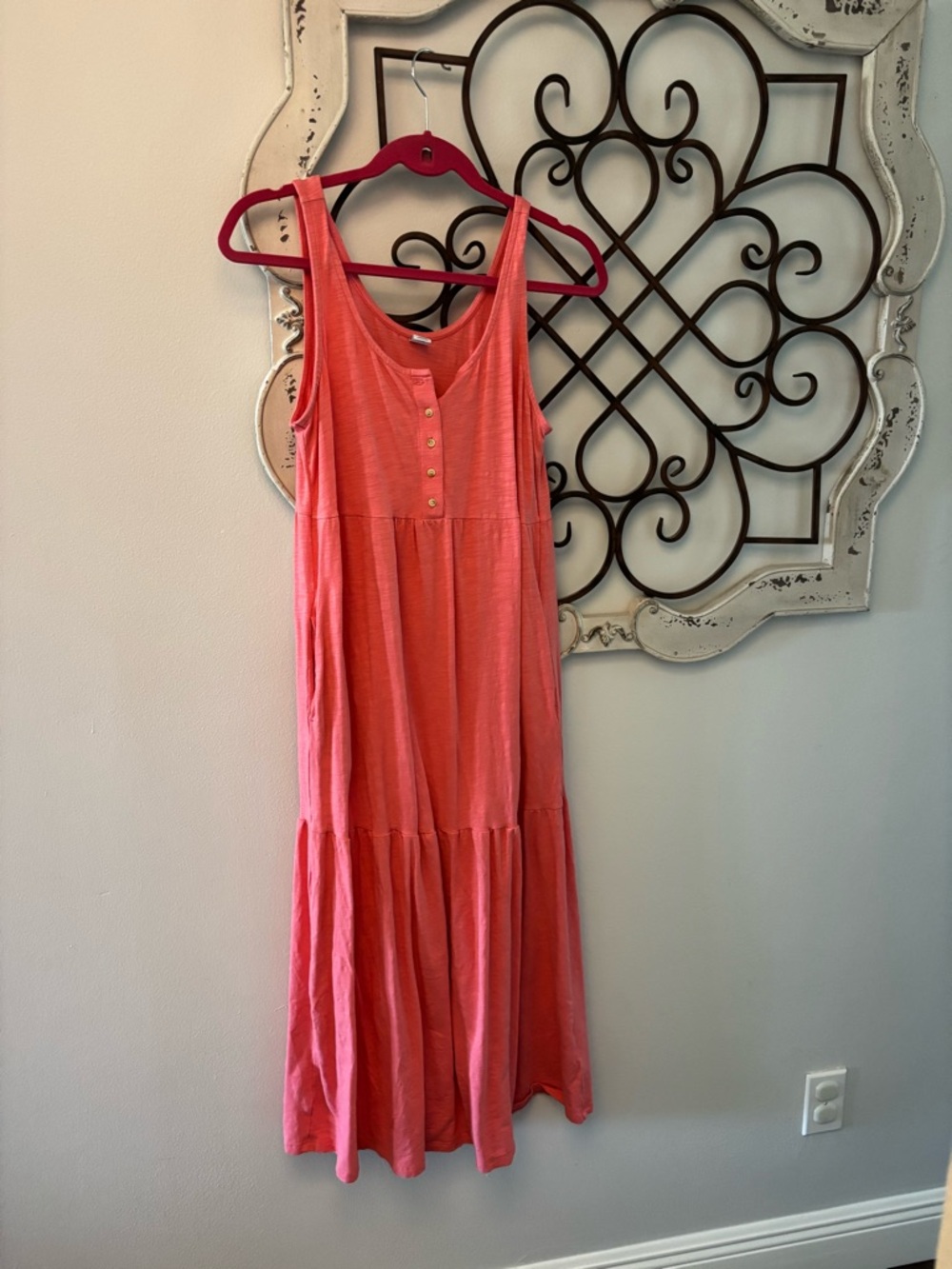 Maternity ( can also be worn not )Old Navy Coral Button-Front Tiered Maxi Dress